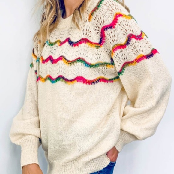 LAST- KARA Pop of Color Detail Knit sweater - Picture 5 of 8